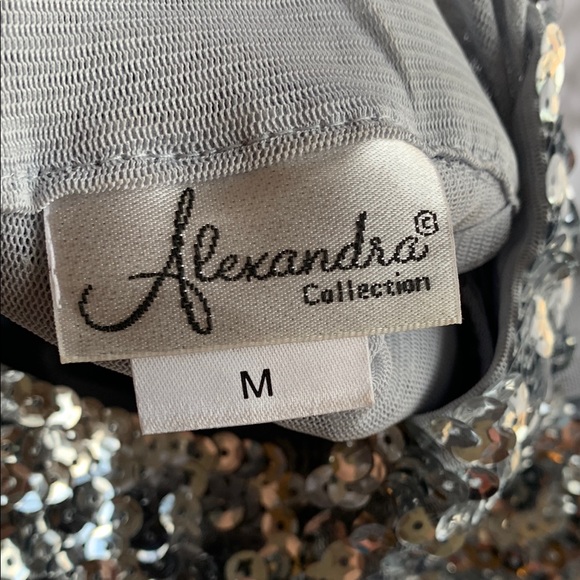 Silver Sequined Mandarin Collar Sleeveless Blouse - Picture 2 of 4